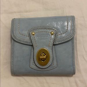 Coach Patent Leather Sky Blue Wallet